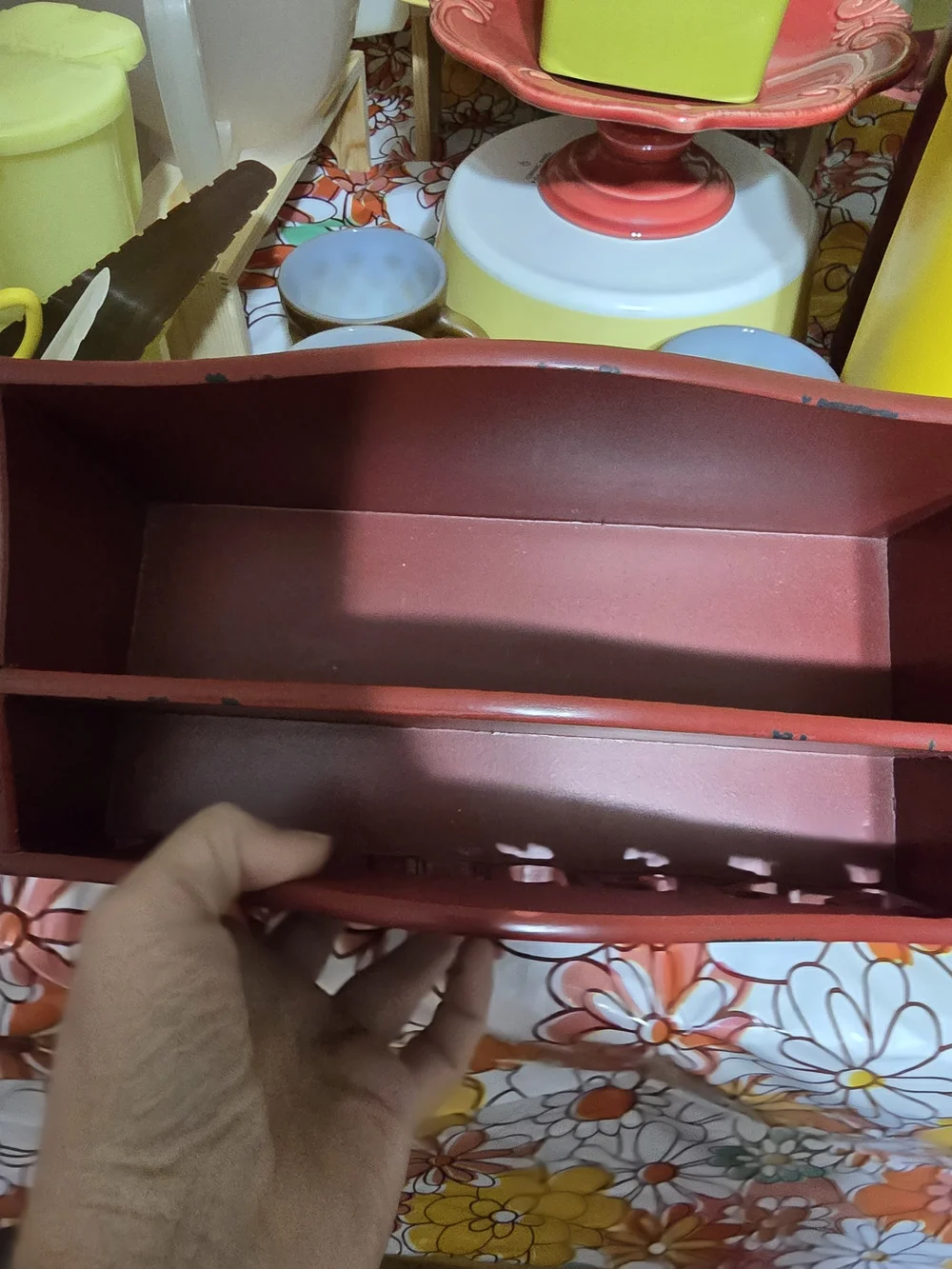 Red Metal Mail & Organizer Rack with Drawer